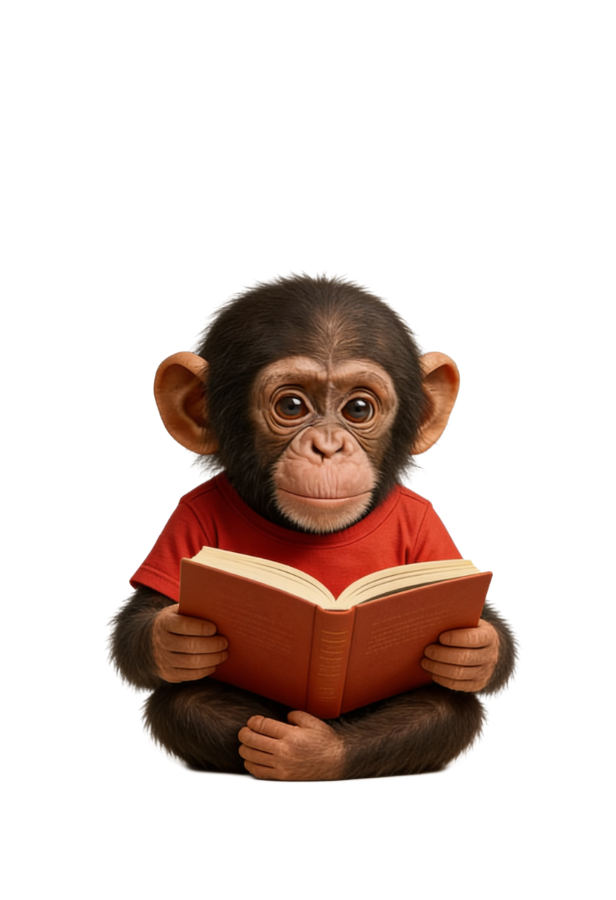 Binky reading a book.